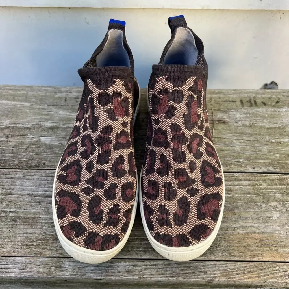 ROTHY'S The Chelsea Wildcat High Top Sneakers Brown Tan Size 8